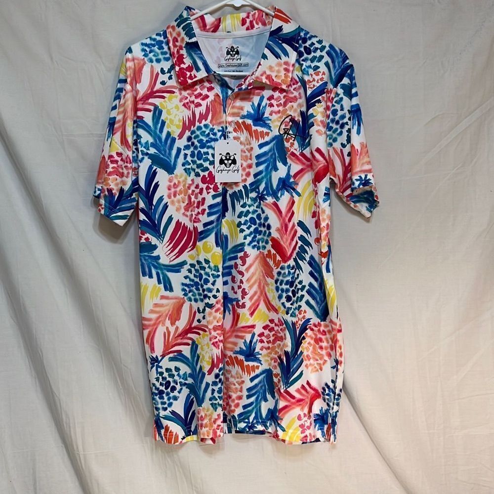 Gashouse Golf retro “pineapple paradise” polo golf shirt-NWT-Large‎